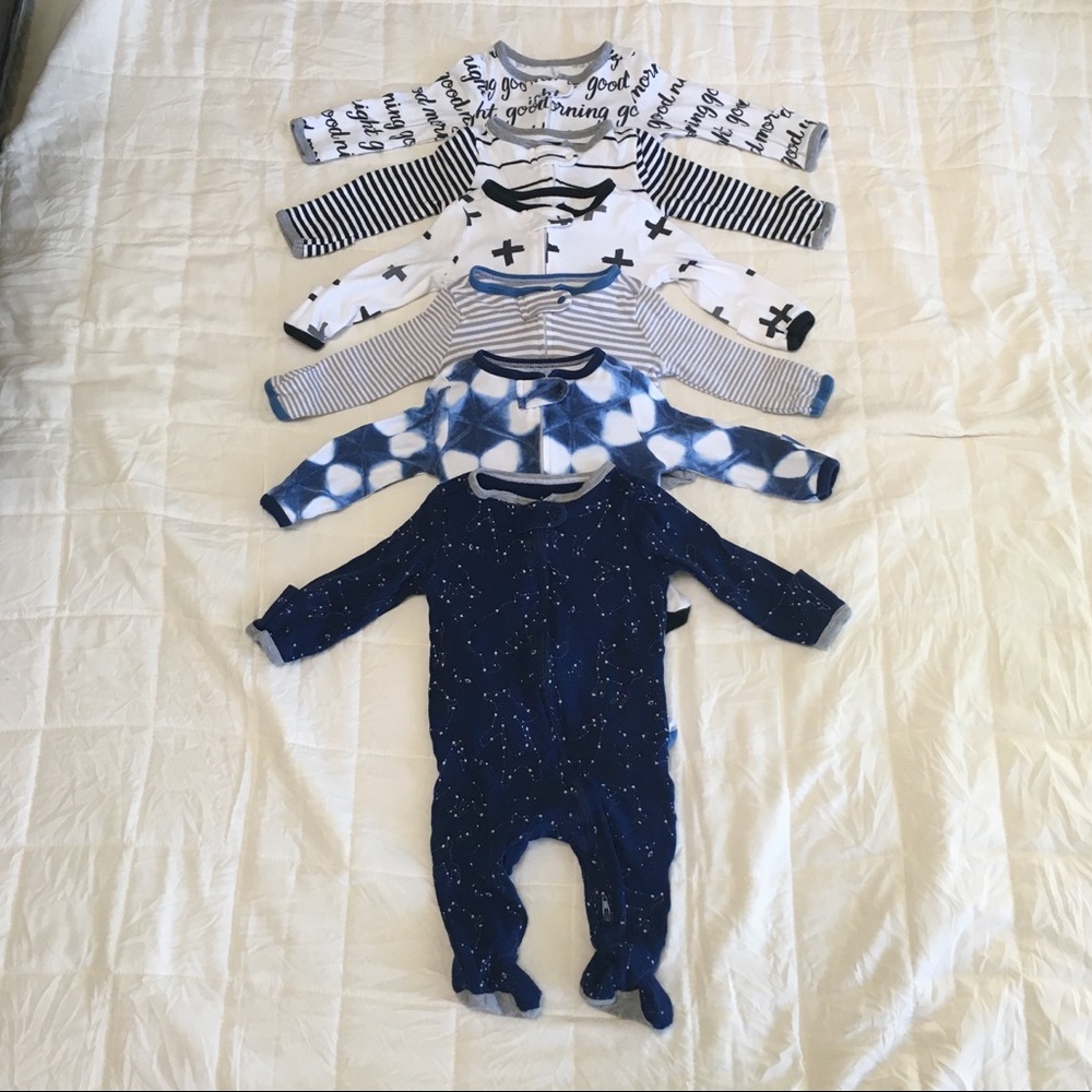 (6) 0-3 m Cloud Island Sleepers/one piece/footies